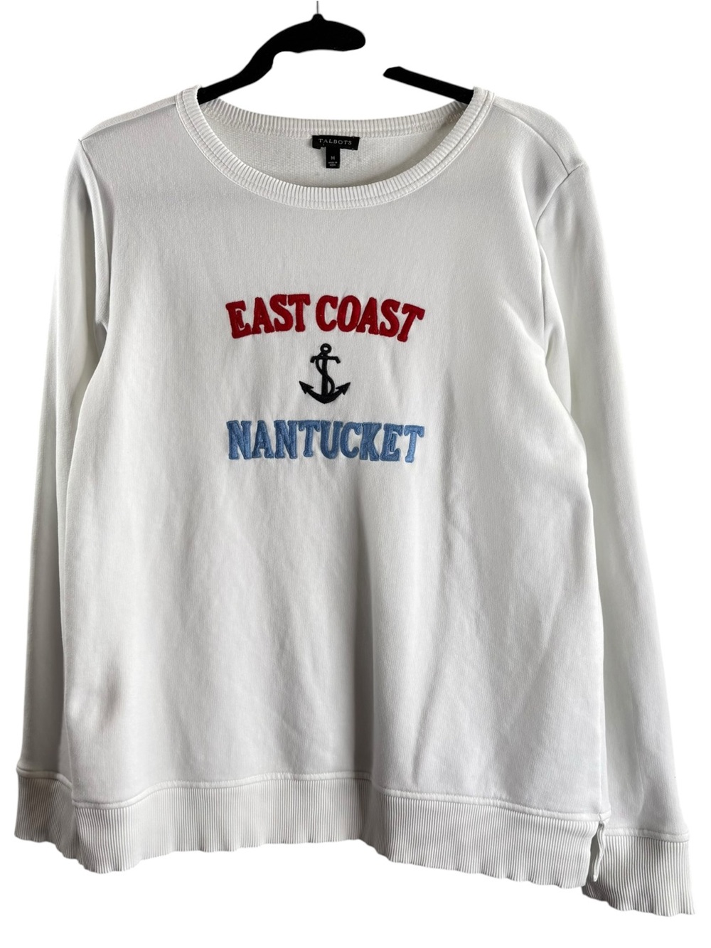 Talbots White Crewneck Sweatshirt with NANTUCKET Embroidered $89